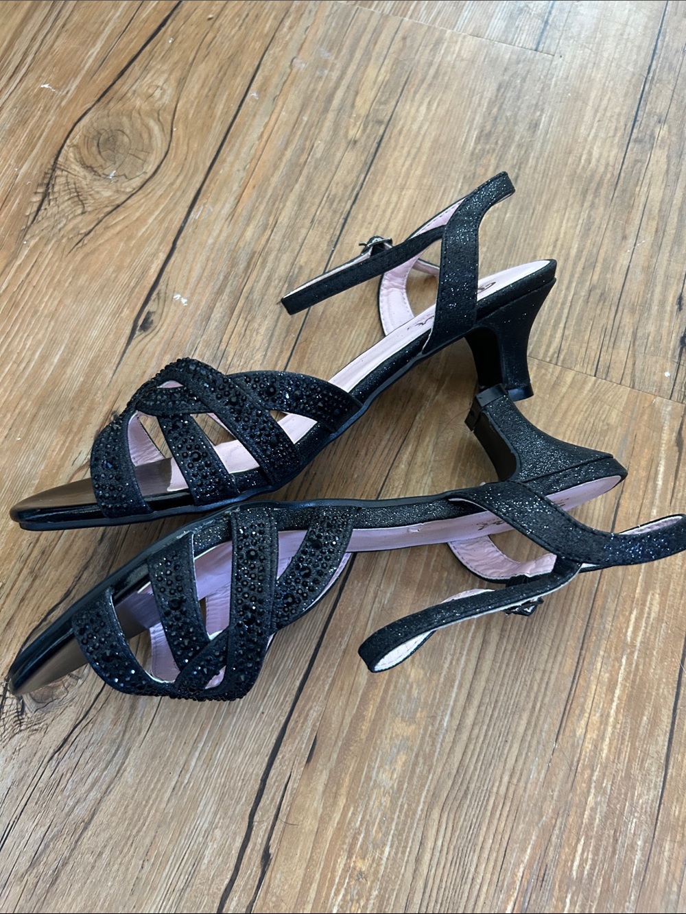 Diva Glitter Rhinestone Women’s Heels Black Size 8